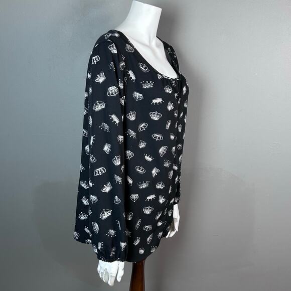 Thakoon for Design Nation top women's XL peasant royal crown punk black - Picture 6 of 8